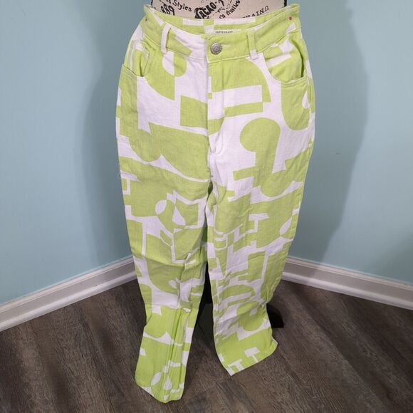 Peppermayo Jeans Womens lime green white 2 - Picture 1 of 6